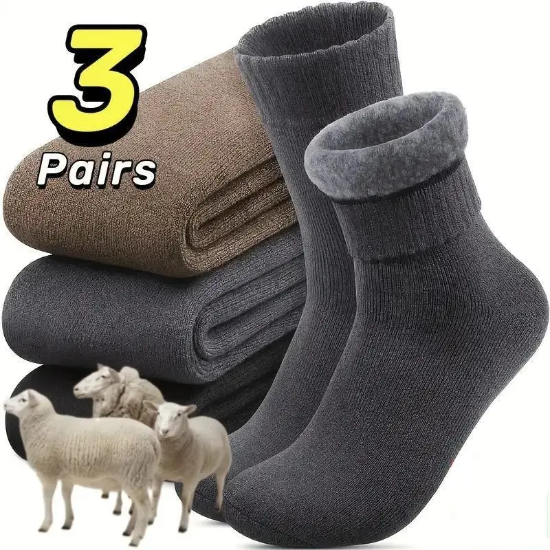 3 Pairs Thermal Socks for Men, Thick Warm Winter Outdoors Hiking Socks 3 Pairs Thermal Socks for Men, Thick Warm Winter Outdoors Hiking Socks