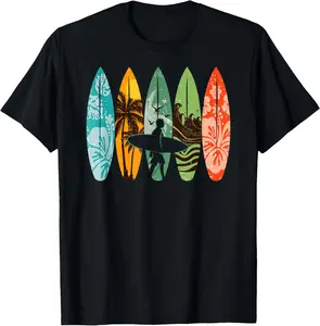Casual Cotton shortsleeve tees Surfboarder Hawaii Wave Surfing Surfboard Lover Beach Surfer T-Shirt