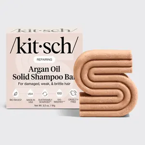 Kitsch Argan Oil Solid Shampoo Bar – Vegan, Natural, Made in USA, Paraben & Sulfate-Free, Repairs Damaged, Weak, Brittle Hair, 3.2 oz