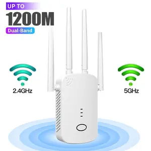 1200Mbps WiFi Extender – Dual Band 2.4/5.8GHz, 10,000 sq. ft Coverage, 4 Antennas, 3-in-1 Repeater/AP/Router for Home & Office