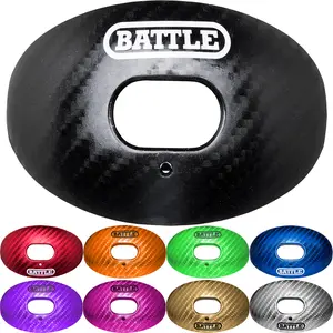 Battle Sports Carbon Chrome Oxygen Lip Protector Mouthguard with Strap