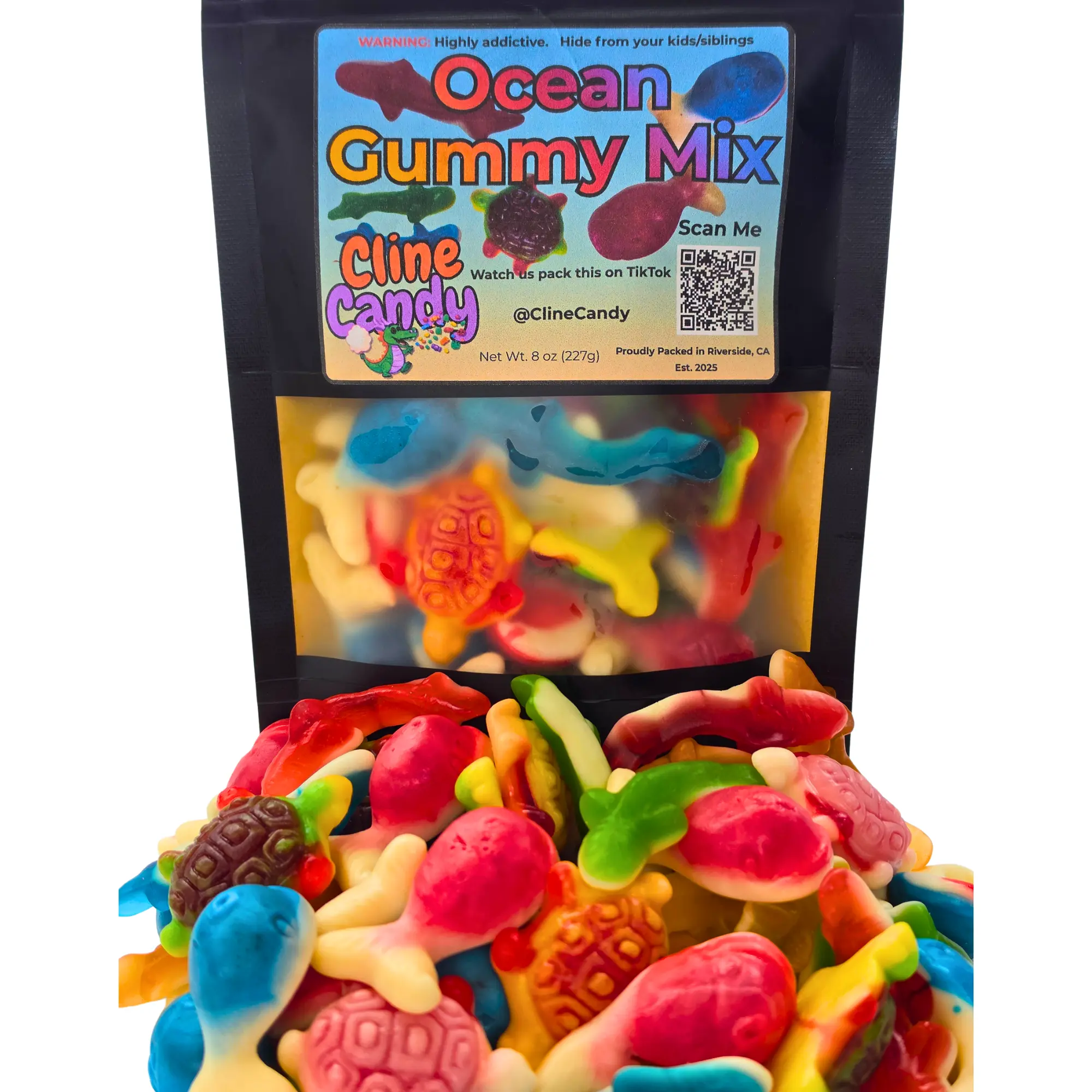 Assorted Gummy Mix Candies - European Import Ocean-Themed Bulk Chewy Soft Candies with Shark, Turtle, Whale Pieces, 0.5lb & 1lb Options