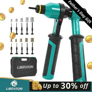【Fathersdaygift】LIBRATON Rivet Nut Tool, Rivnut Tool, Professional Ratchet Nutsert Tool Kit, Nutsert Gun Kit with 10 SAE and Metric Mandrels, 100Counts Rivet Nuts, Rugged Carry Case, Insert Tool Kit for Automotive outdoorfun Hand Tools
