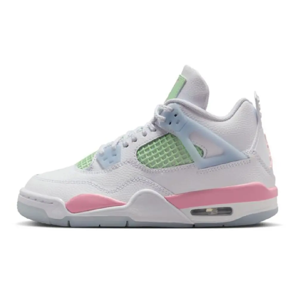 Youth Jordan 4 Retro "V-Day" White/Md Sft Pnk-Half Blue (IB7068 100) (GS)