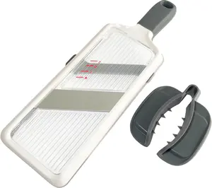 Handheld Mandoline Slicer with Adjustable Stainless Steel Holder Veggie & Cheese Grater for Speedy Slicing of Fruits and Vegetables