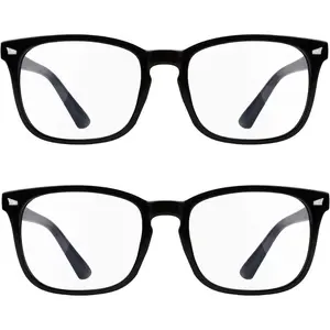 Unisex 2-PCS Blue Light Blocking Glasses, Lightweight Durable UV Protection Eyewear for Reading, Gaming, Ideal Gift for Men and Women
