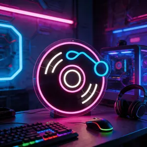 Record neon sign, usb powered dimmable music neon, suitable for home ktv wall decoration, bedroom, bar, studio, player, live concert, suitable for family gathering party