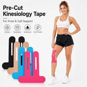Precut Kinesiology Tape for Knees, 10 Pcs Athletic Knee Support Tape, Waterproof Elastic Sports Tape for Running, Gym & Basketball