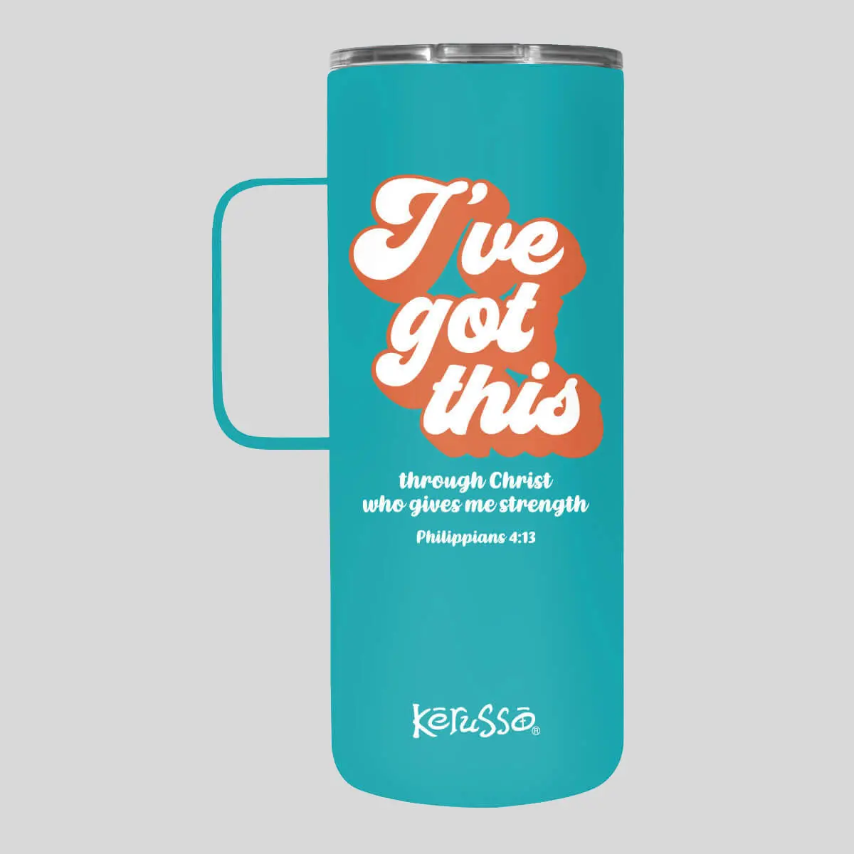 Kerusso 22 oz Stainless Steel Double Wall Vacuum Flask Tumbler (500-1,000 ml) with Spunky Quote Text Print, Convenient Handle, Slide Lid, Daily Use
