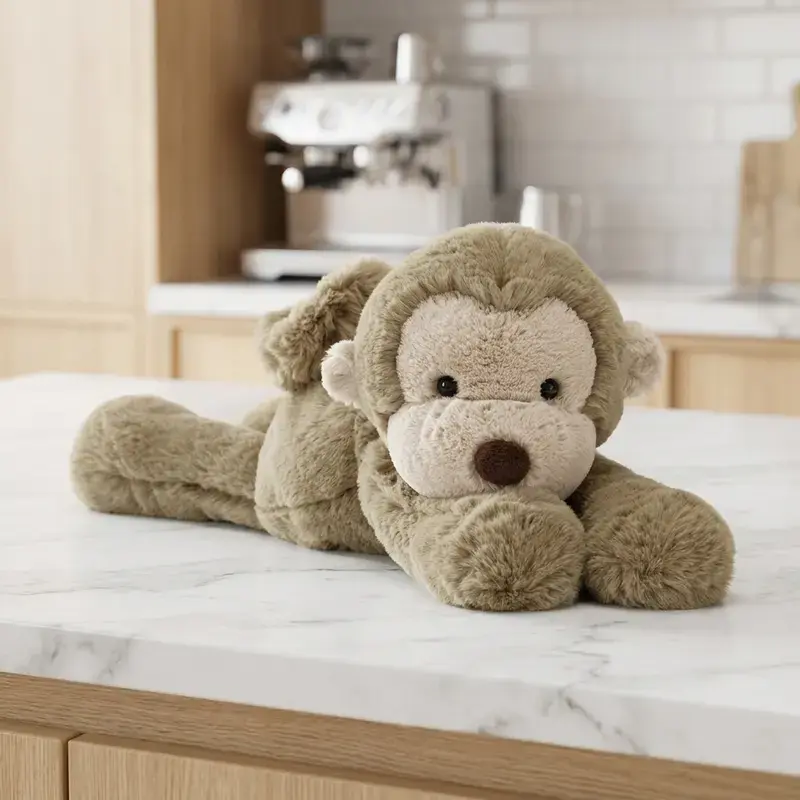 Jellycat Smudge Monkey Plush Toy - Ultra-Soft Lying Brown Monkey