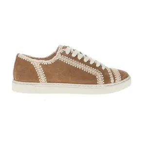 Frye Womens Ivy Crochet Low Lace Up Sneakers Shoes Casual - Brown