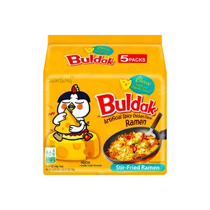 Samyang Buldak Spicy Chicken Flavor Ramen Cheese 140g- Spicy & Creamy Fusion, 5-Pack Instant Noodles with Mozzarella Cheese Powder