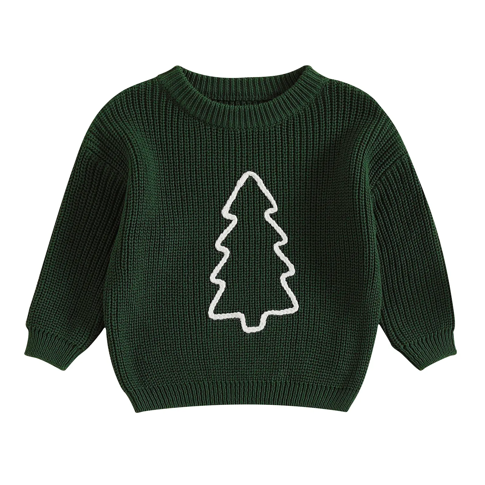 Canrulo Baby Girl Boy Christams Outfit Christmas Tree Embroidery Sweater Pullover Sweatshirt Xmas Fall Clothes