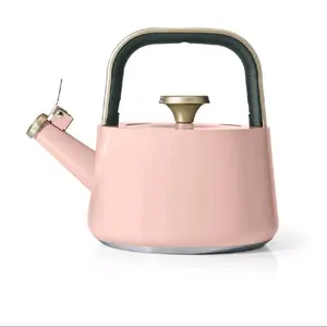 1.8L Ceramic Non-Stick Stovetop Tea Kettle, Black Sesame with Gold Accent for modern kitchen.