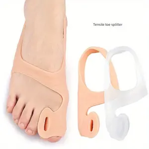 Toe separators, with elastic straps and soft anti-friction covers, for the outward-turned big toe toe separators.