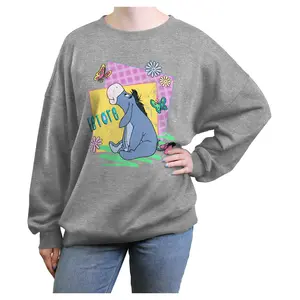 Junior's Women Winnie the Pooh Spring Eeyore Distressed Sweatshirt