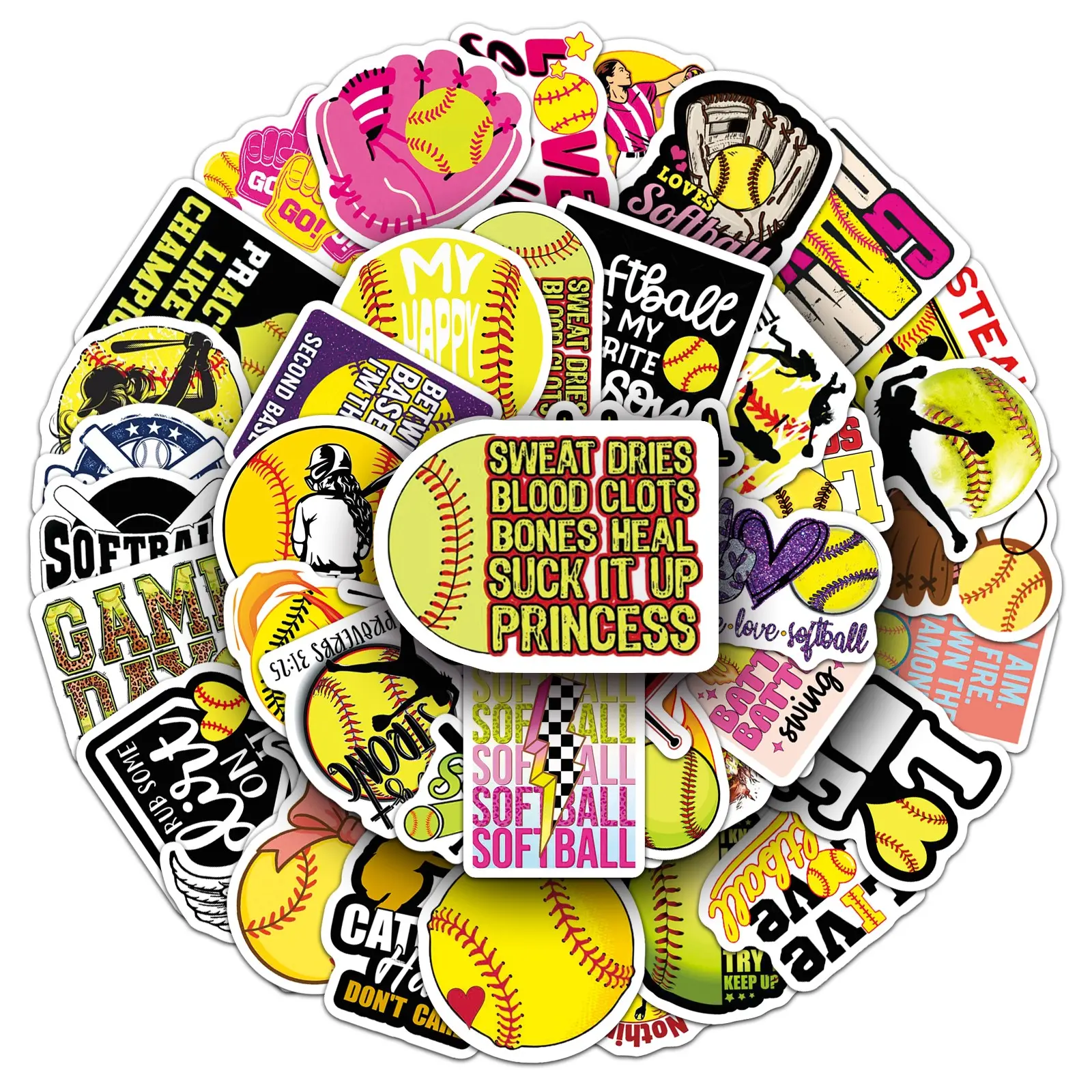 100sheets two sets of repetition softball cartoon sports creative stickers diy phone case desktop notepad stickers