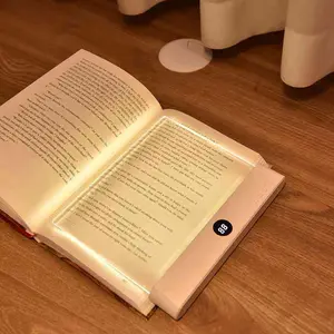 Book Light, Rechargeable Clear LED Flat Reading Light with Timer & Dimmable Brightness, Full Page Panel Lamp for Reading in Bed at Night, Funny Unique Gift for Readers Book Lovers, Stocking Stuffer Christmas Birthday