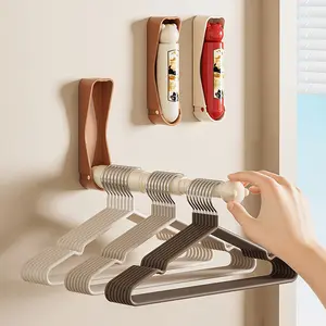 No-Drill Wall-Mounted Retractable Hanger Organizer, Space-Saving Foldable Clothes Hanger Rack for Balcony, Heavy-Duty Telescopic Storage Shelf for Towels & Mops, Multi-Functional Bathroom Organizer