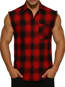 Men's Vintage Sleeveless Plaid Checked Shirt, Summer Loose Comfortable Casual Top, Stylish Unisex Clothing for Everyday Wear