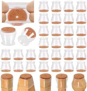 24 Pcs Square Silicone Felt Chair Leg Floor Protectors, Multi-Size Caps, Anti-Scratch Noise-Reducing Pad for Hardwood & Tile Floors, Stylish Home Supplies Furniture Leg Covers, Anti-Scratch Pad
