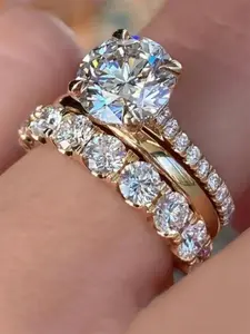 Elegant Minimalist Promise Ring Set, Stacking Rings, Fashion Engagement Ring for Party, Daily Decor, Trendy All-match & Exquisite Jewelry for Birthday Gift, Wedding Promise Rings