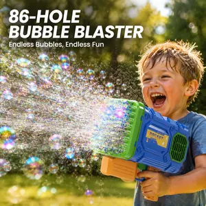 86 Hole LED Automatic Bubble Machine with Colorful Lights Fun Bubble liquid Maker romantic Toy for Kids Summer Outdoor Indoor Party Gift