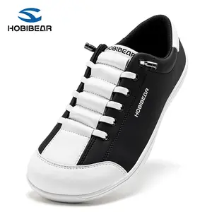 HOBIBEAR Women’s Wide-Toe Leather Barefoot 0-Drop Sneakers - Flexible Sole Lightweight Minimalist Barefoot Shoes, Versatile Casual Trainers for Running & Fitness (Gold, Silver, Black, White)