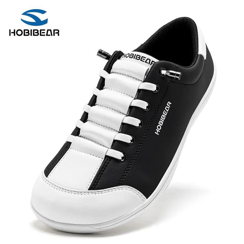 HOBIBEAR Women’s Wide Toe Leather Barefoot Shoes 0 Drop Flexible Sole, Lightweight Minimalist Sneakers for Women, Easy/Streetwear/All Day Casual Trainers (Gold, Silver, Black, White),father'sdaygifts