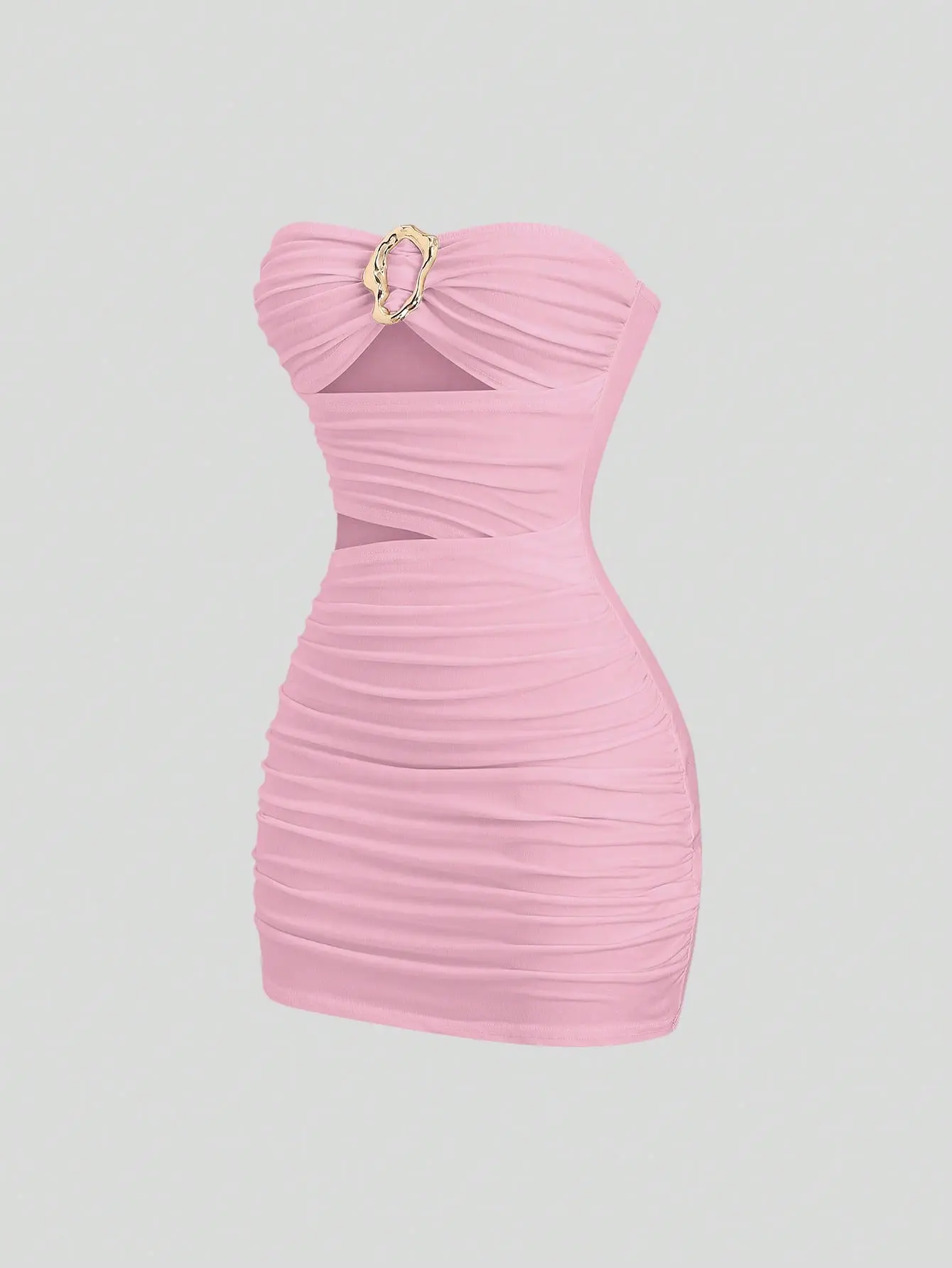 Sweetra Women's Sexy Fitted Strapless Mini Dress  Metal Buckle Party & Club  Dress - TikTok Shop
