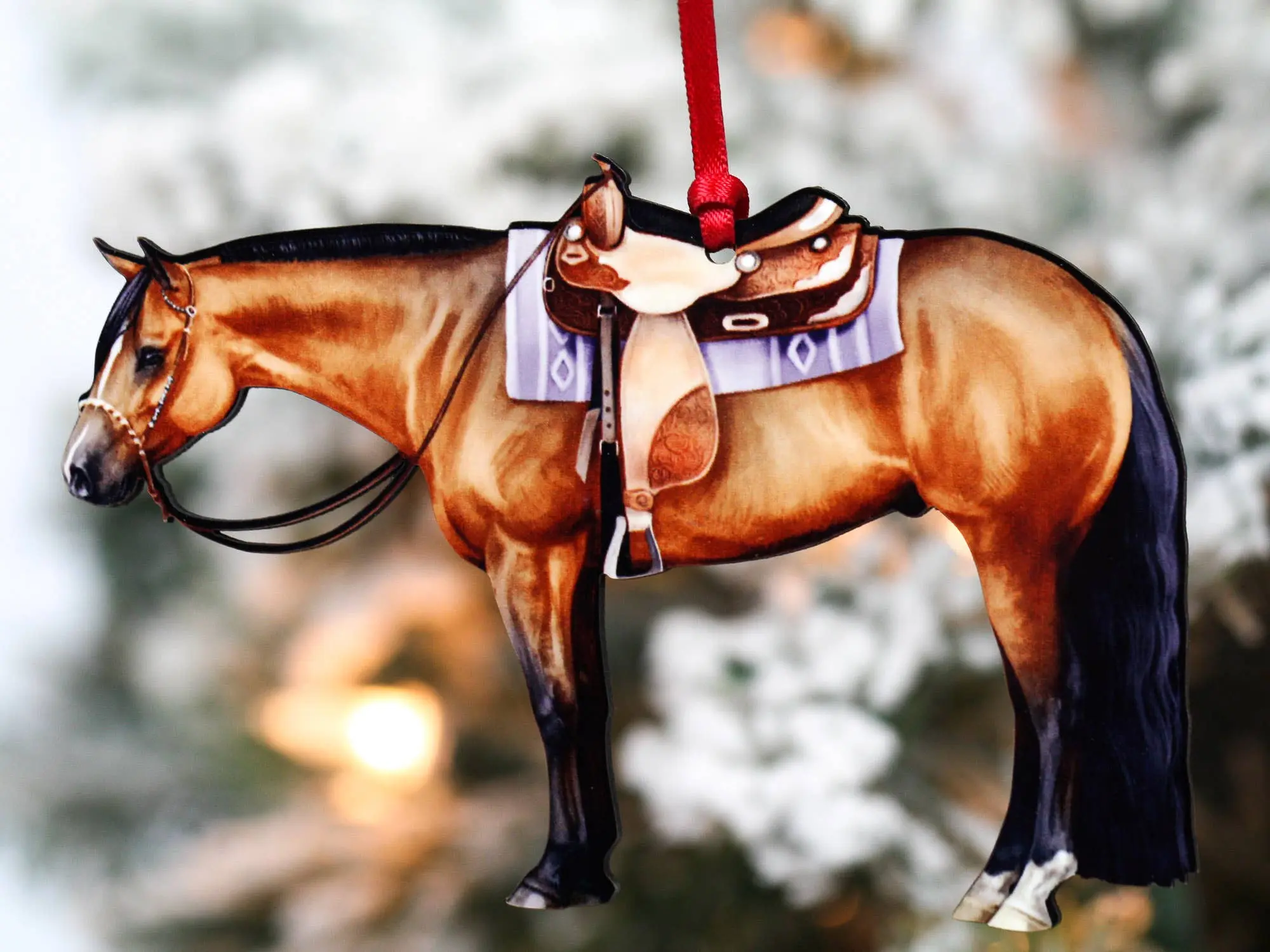Bay Western Quarter Horse Ornament - Equestrian Home Decor for Horse Lovers