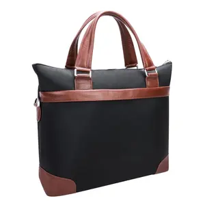 McKlein USA 78395 15 in. U Series Eastward Nylon Two-Tone Laptop & Tablet Briefcase, Black