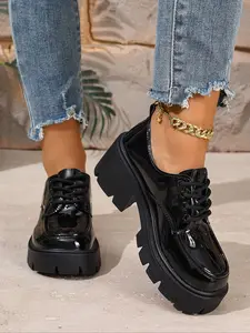 New Thick Sole Oxford Shoes, School Uniform Style Loafers, Multi-Functional Round Head Mary Jane Flats, Comfortable Fashion Footwear