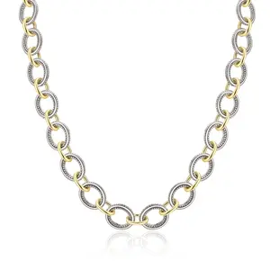 MYTYS Women's Link Necklace Double Twist Circle Wire Two Tone Chain 18.9in Jewelry Gift