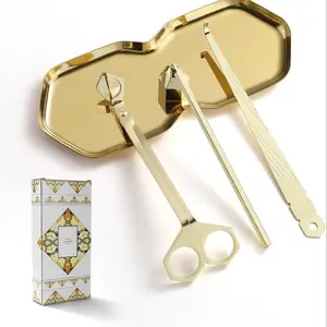 4 in 1 Candle Accessory Set, Wick Trimmer, Candle Snuffer, Wick Scoop,Storage Tray,Perfect for Candle Lovers(Gold)