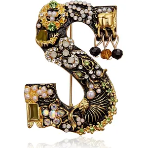 Initial Brooch Pin  A-Z 26 Alphabet Letters Brooch Colorful Enamel Breastpin Pin  for Women Gifts