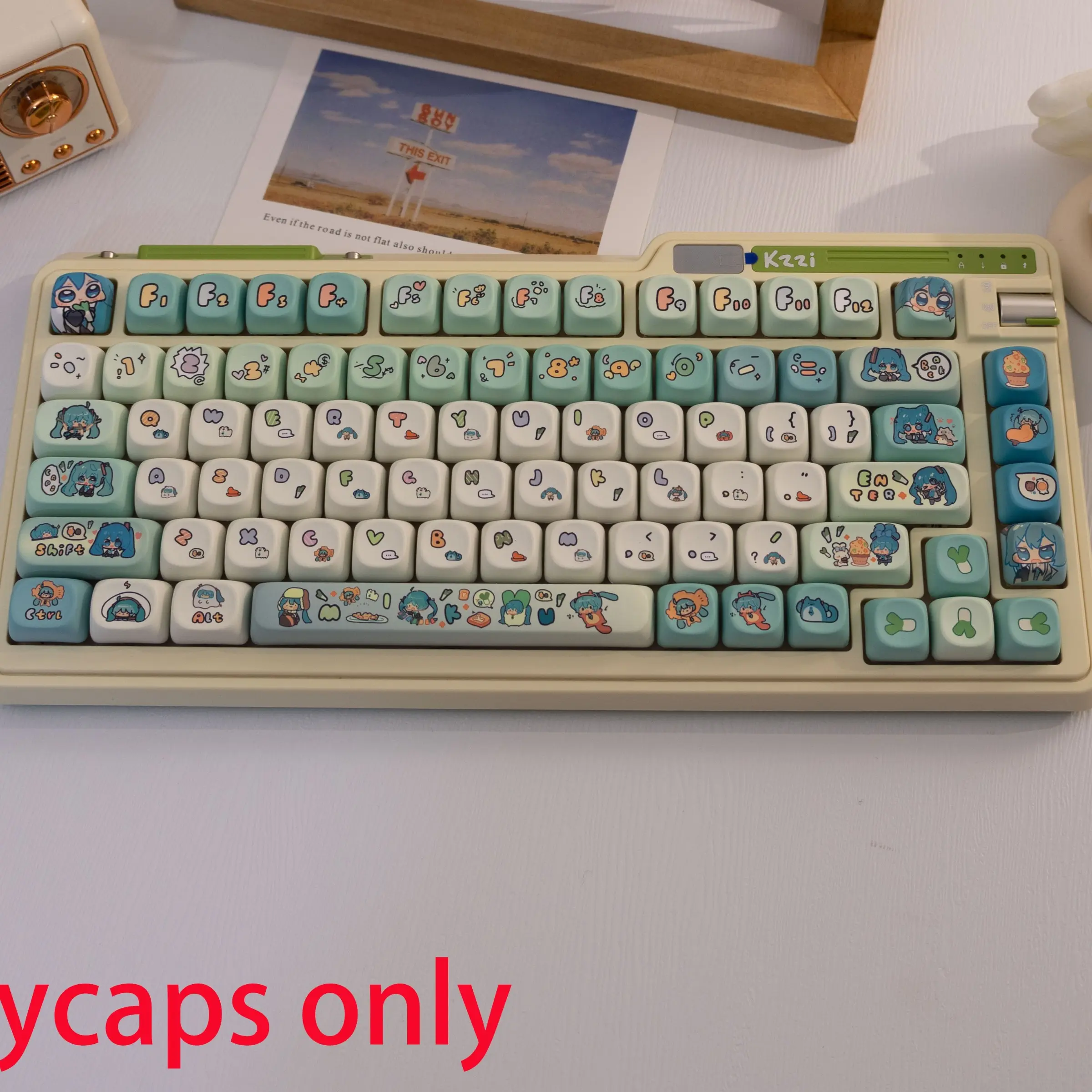 140-Key Anime Singer  Theme Pbt Keycap Set, Dye Sublimation Process, Moa Profile, Compatible with Mx Axes, for 61/64/68/87/96/104/108 Keyboards