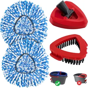 Mop Replacement Heads for O Cedar RinseClean 2 Tank System,3 Microfiber Mop Head Refills,1 Scrubber mophead and 1 Mops Base Combo Set for O-Cedar 2 Tank,MOp Replace Heads for Wet/Dry Floor Cleaning