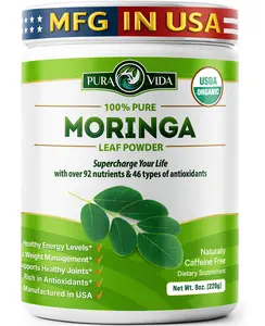 Pura Vida Moringa Powder - 100% Leaf Powder USDA Organic