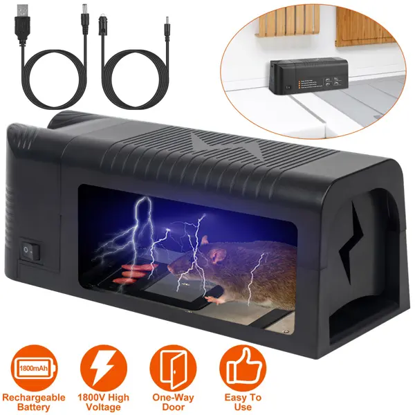 Electric Rat & Mouse Trap Zapper - Powerful Voltage, Shock-Activated, Open Door, Upgraded Instant Kill, Humane Effective Pest Control for Pet & Farm Animal Care Cages & Accessories