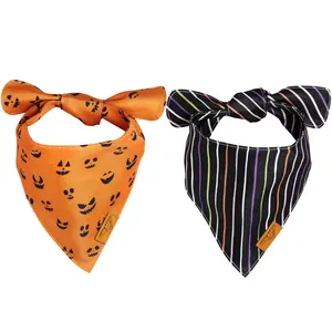 Remy+Roo | Jack | Dog Bandanas - 2 Pack Adjustable Square Plaid Printing Bib for Small to Large Dog Puppy Cat Halloween Bandana pet neck accessory Christmas Dog Bandanas Set