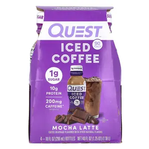 Quest Nutrition Iced Coffee, Mocha Latte, 4 Bottles, 10 fl oz (296 ml) Each