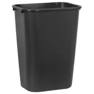 Commercial Wastebasket Trash Container, 41QT/10.25 GAL Plastic, Black, Stackable for Bedroom/Bathroom/Office, Fits Under