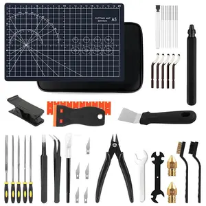52 Piece 3D Printer Tool Kit, Includes Cleaning Pins, Nozzles, Cutting Mats, Deburring Tools, Tweezers, Pliers, Scraper, Material Scissors