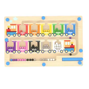 Birthday, Halloween, Christmas Magnetic Color And Number Maze, Small Wooden Train Magnetic Maze Puzzles Toys, Maze Board, Activities Counting Color Sorting Fine Motor Skills Learning Toys for Kids Birthday, Halloween, Christmas Gifts