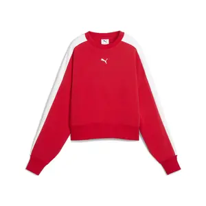 PUMA Womens T7 Over-Oversized Crew Neck Sweatshirt Casual - Red