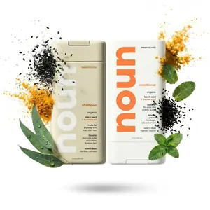 NOUN Shower Duo | Shampoo + Conditioner | Gentle Clean, Intense Hydration, Soothes Scalp, Boost Circulation | Organic Blackseed & Turmeric, Organic Japanesse Peppermint | COSMOS Organic | High Preforming Natural