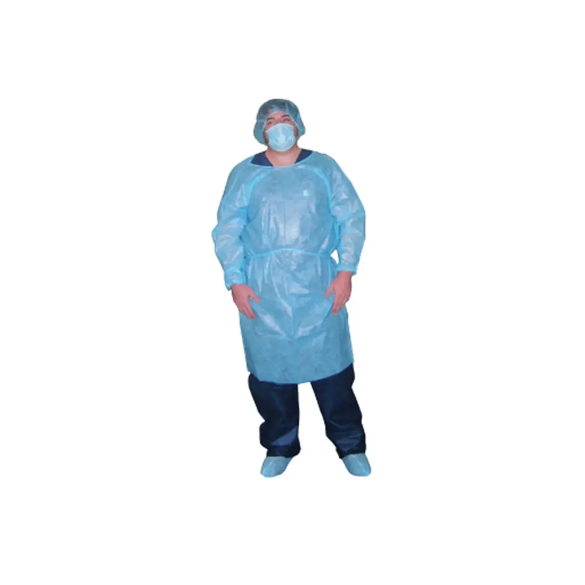 212 MAIN Impervious Isolation Gown - Blue, Fluid-Resistant Full-Length Polyethylene Uniforms for Sports & Outdoor Coaches' Workwear & Gear