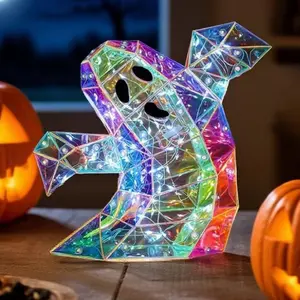 Halloween Decorations Prismatic Iridescent Spooky Ghost LED Light, Decorative Atmosphere Light, Halloween Decoration for Home, Party, Festival, Festive Atmosphere