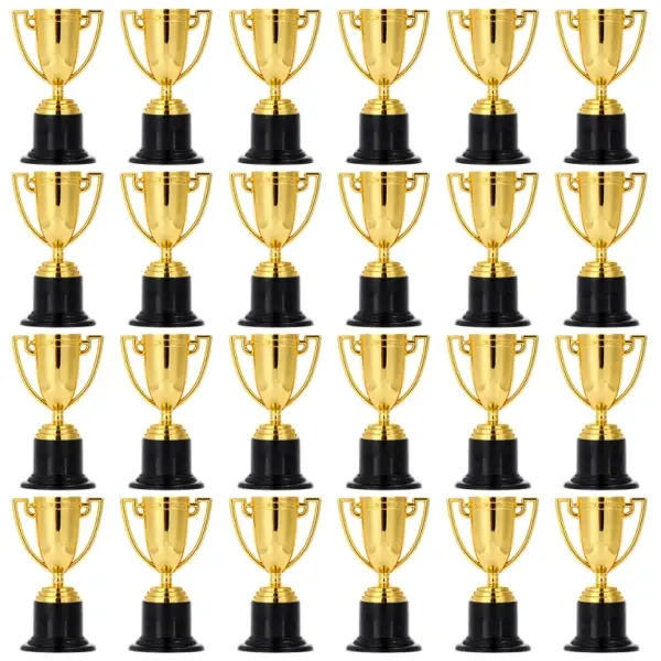 24 Pack Mini Trophies for Kids Awards,Plastic Gold Award Trophy Cups,Golden Award Trophy Cups Set,Gold Participation Trophys Cup for Party Favors,Rewards,Props,Sports,Competitions